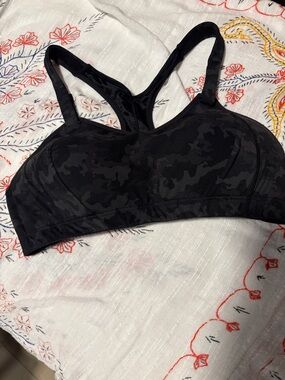 Black Camouflage Racerback Sports Bra - Lightweight Support